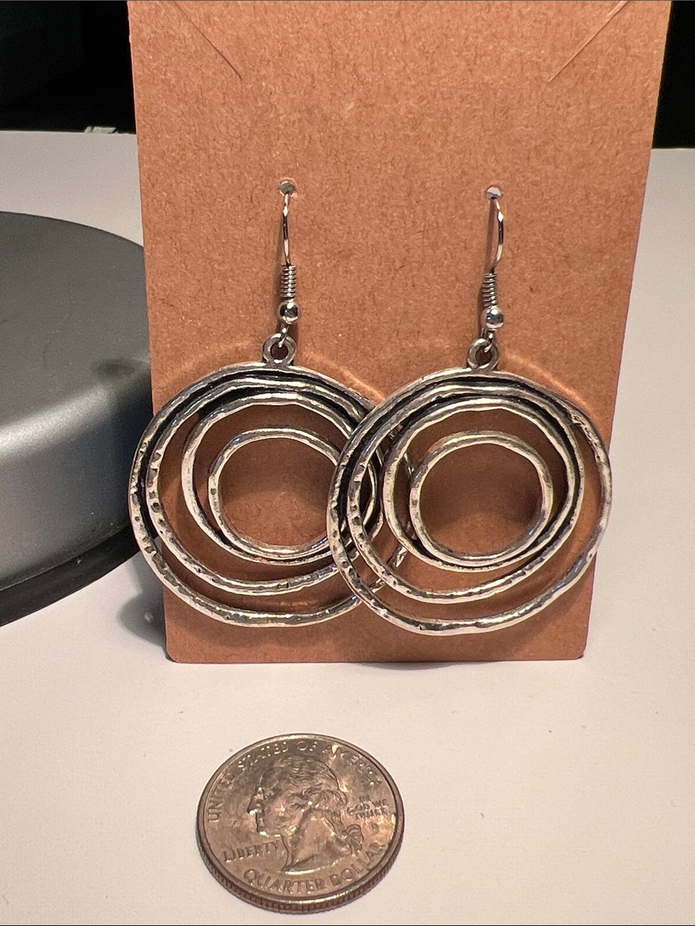 Silver Multi-Ring Dangle Earrings - Women's Jewelry